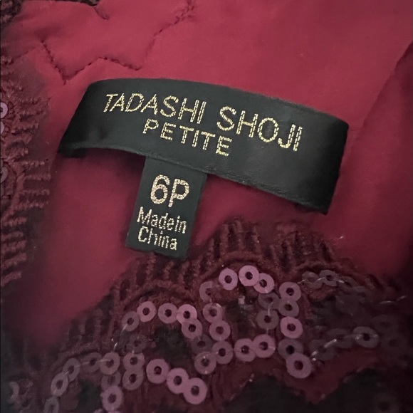 TADASHI SHOJI PAILLETTE EMBROIDERED LACE NECK CAP SLEEVE DRESS - SZ 6 - Picture 5 of 5